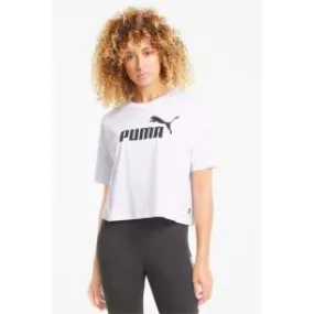 T-shirt corta con logo Essentials donna Bianco