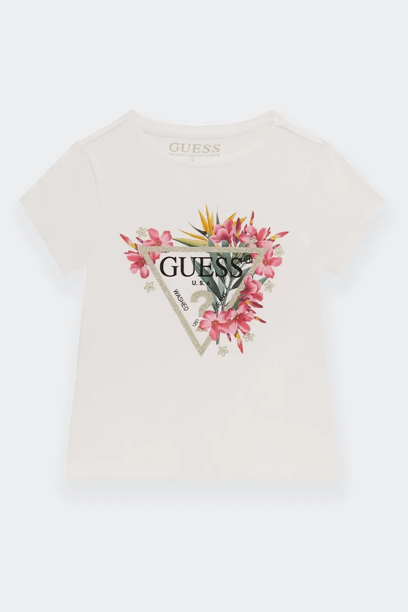 T-SHIRT MANICA CORTA LOGO FLOWER BIANCA