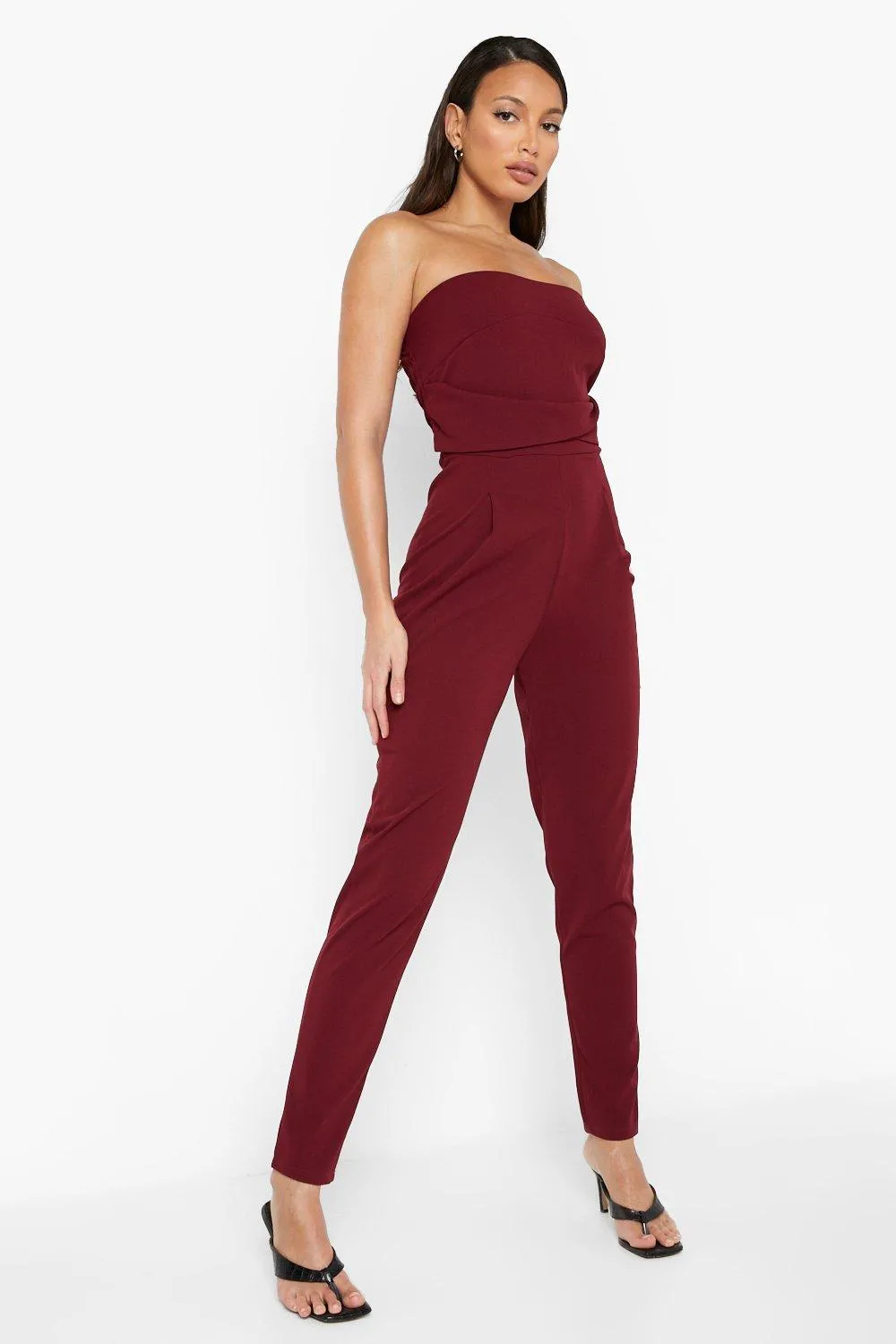 Tall Bandeau Tailored Woven Slim Fit Jumpsuit