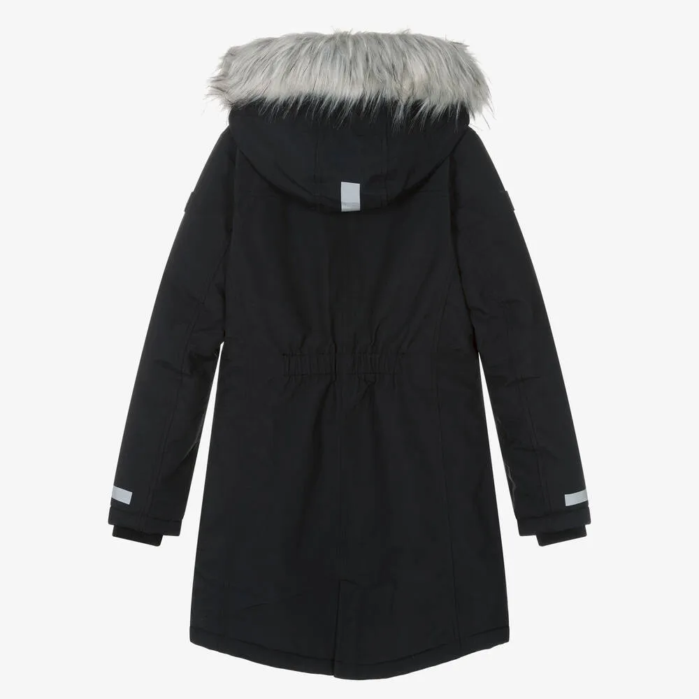 Teen Girls Black Puffer Winter Coat