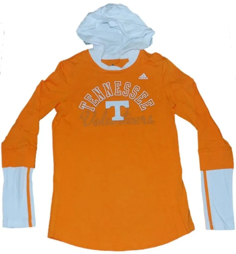 Tennessee Volunteers Adidas Women Orange White Hoodie Long Sleeve Shirt (S)