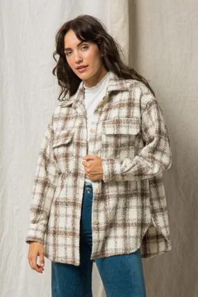 Textured Plaid Shacket - Cream