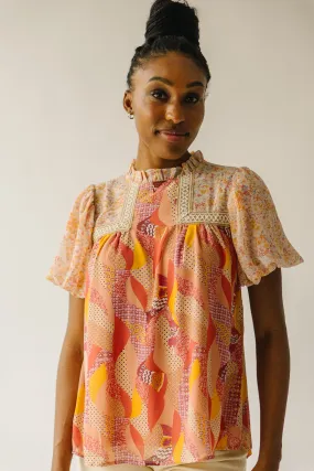 The Ambrose Patterned Blouse in Mauve Multi