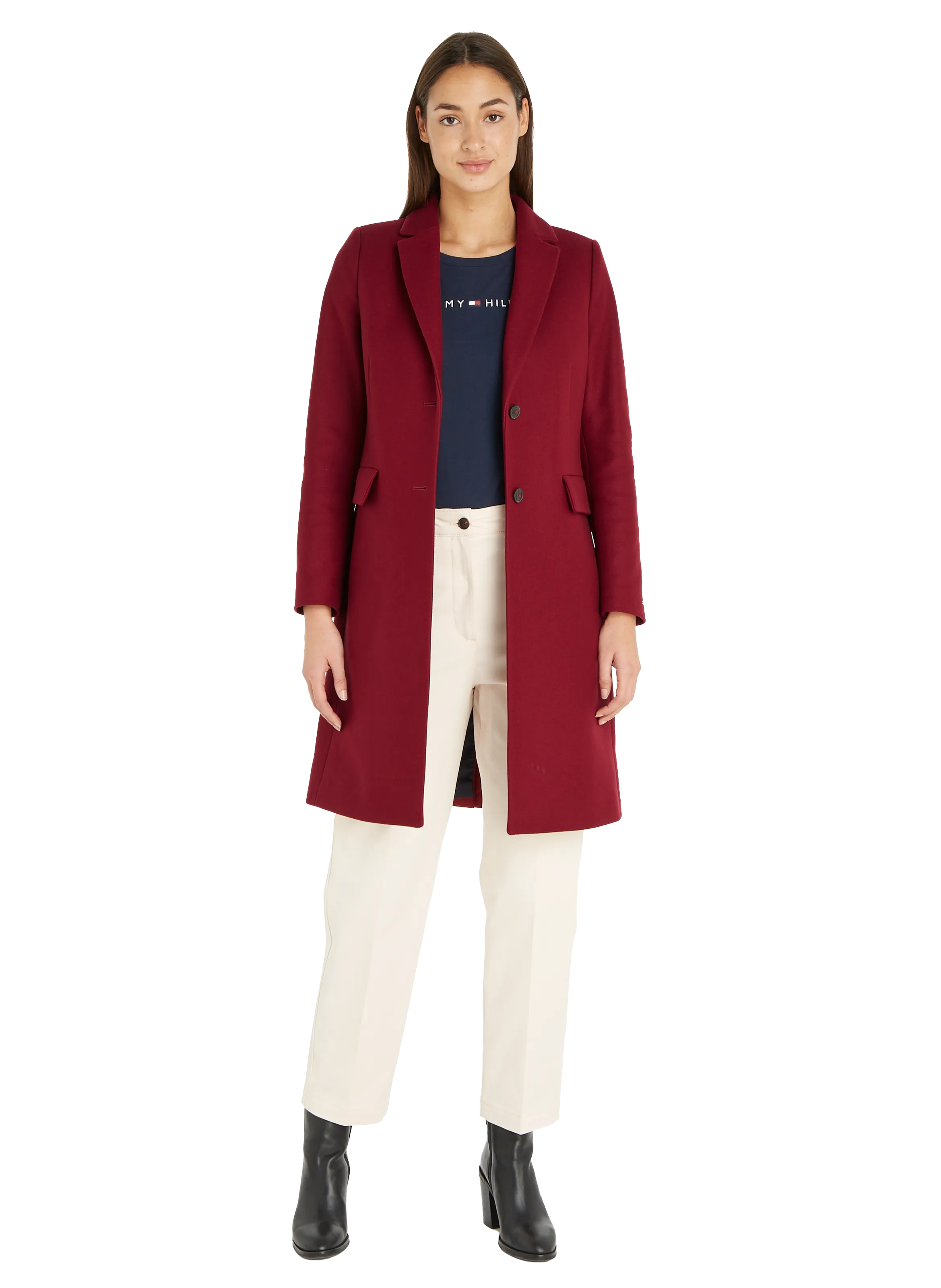 Tommy hilfiger  Belted wool-blend coat - Red