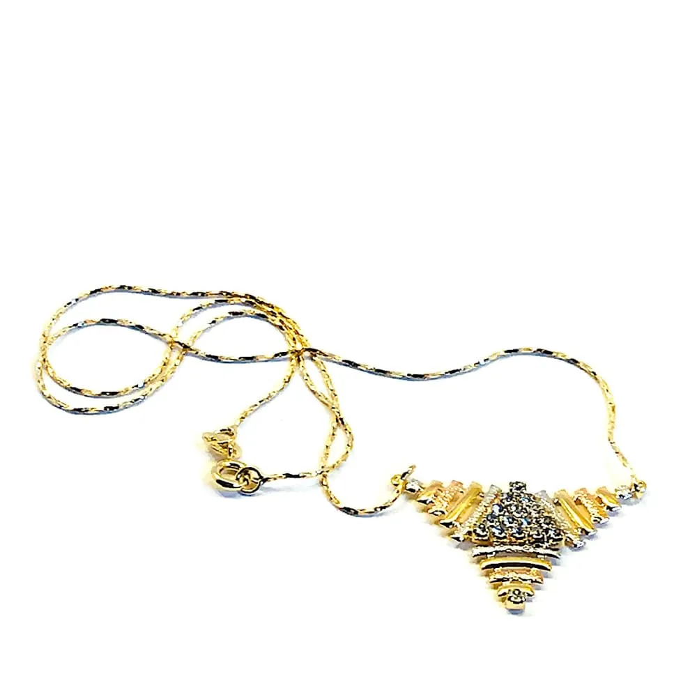 Triangle tri-color necklace 18kts of gold plated