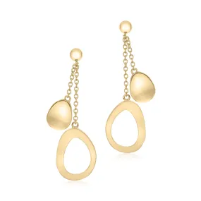 UNICORNJ 14K Yellow Gold Polished Long Double Dangle Drop Curved Open and Solid Teardrop Earrings Italy