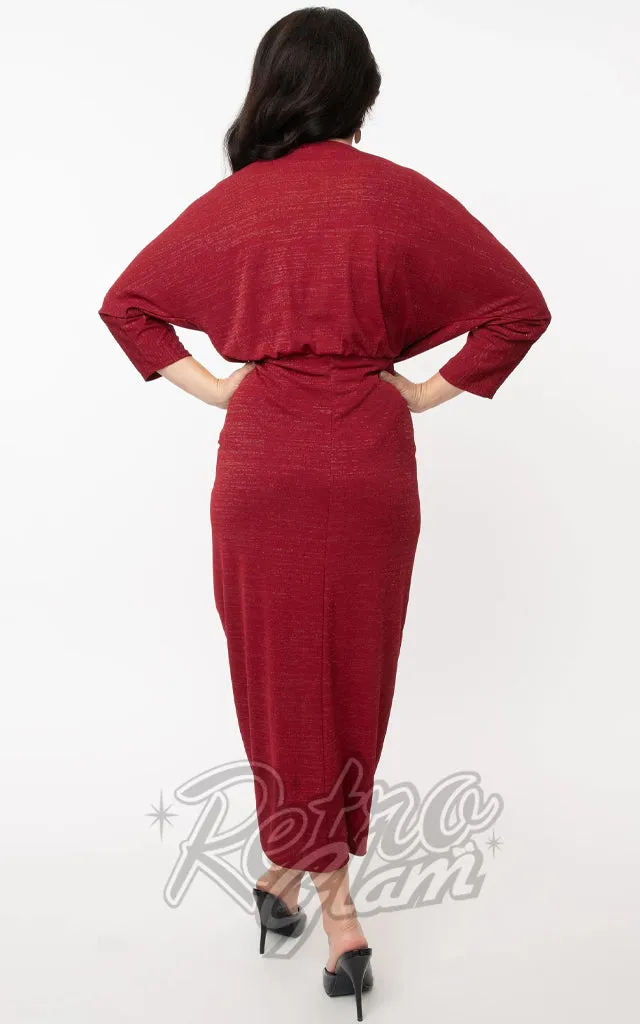 Unique Vintage Warhol Tulip Dress in Burgundy Sparkle - M left only