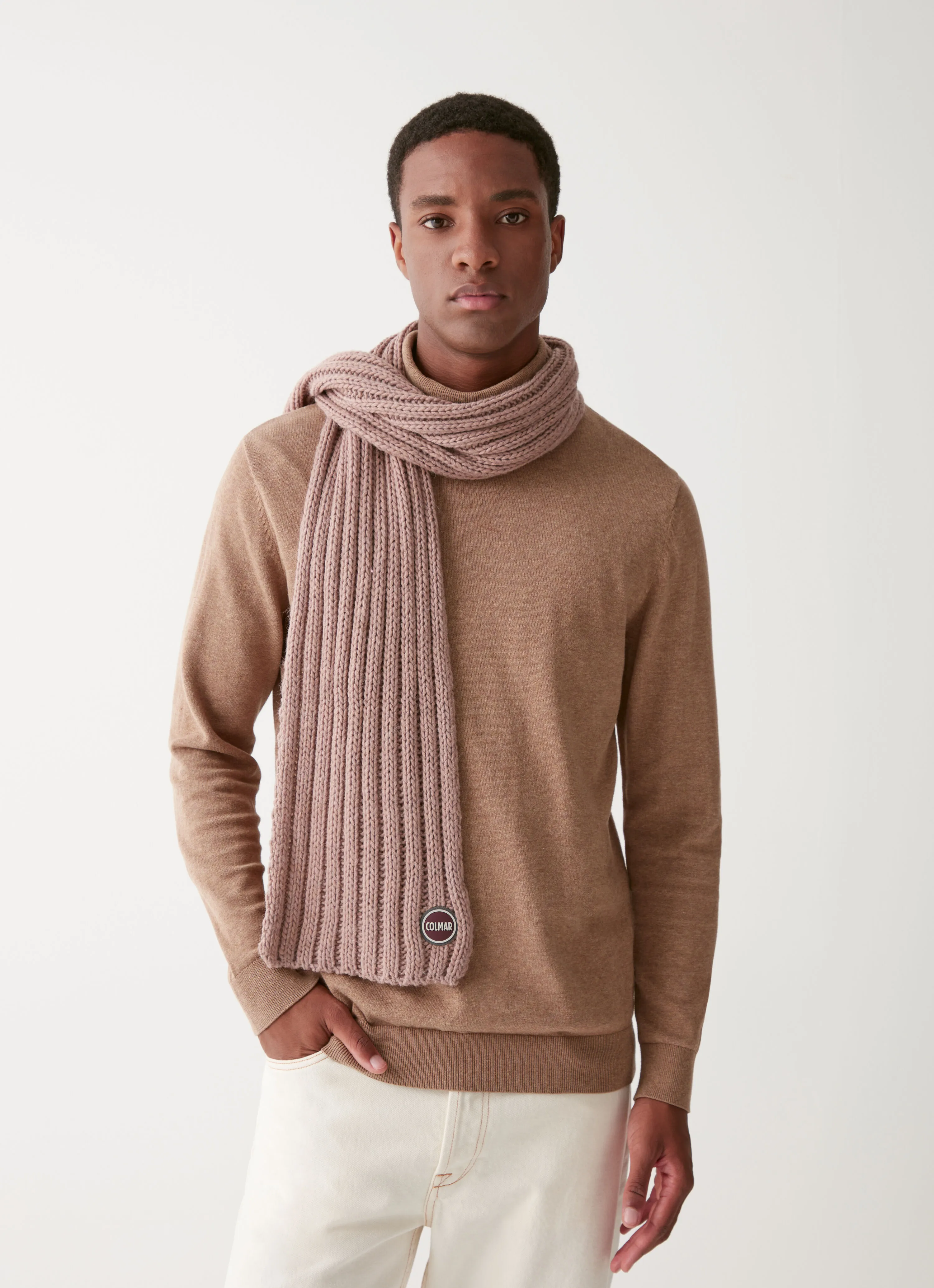 Unisex ribbed scarf-