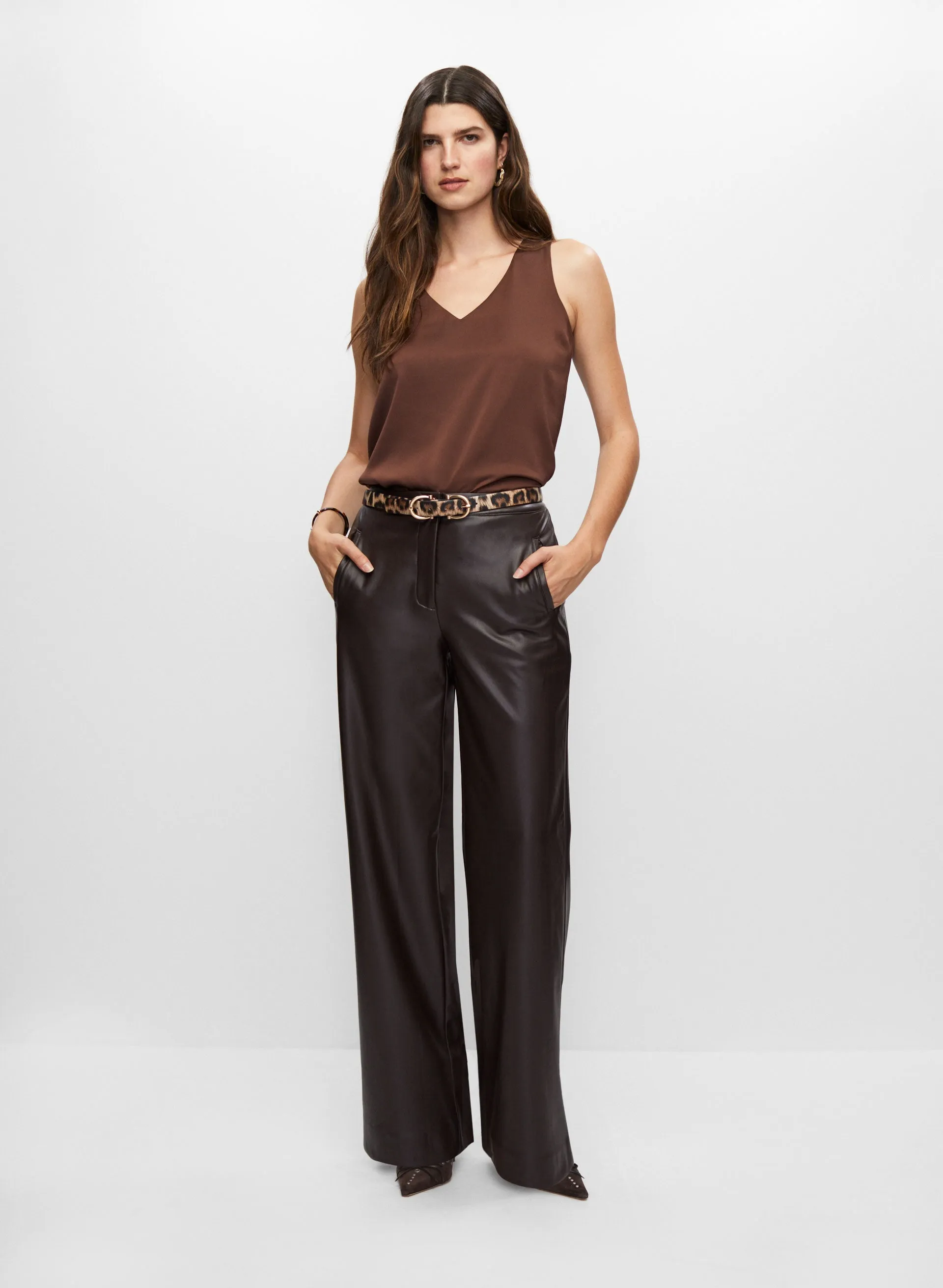 Vegan Leather Straight Leg Pants