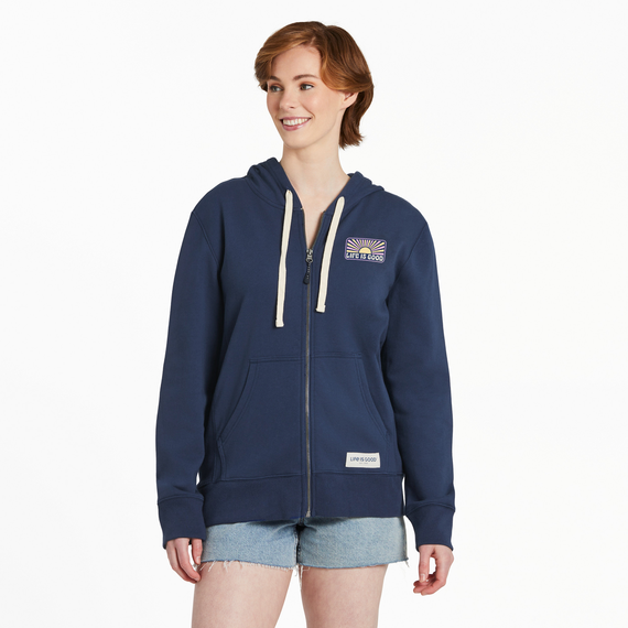 Women's Retro Sunburst Simply True Fleece Zip Hoodie