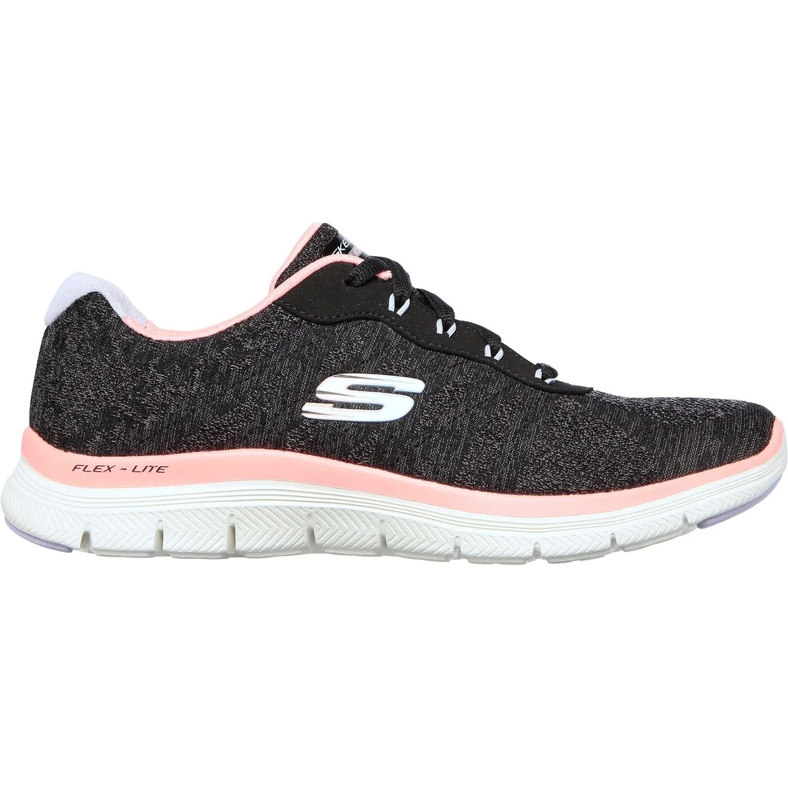 Women's Wide Fit Skechers 149570 Flex Appeal 4.0 Fresh Move Sneakers - Black/Coral