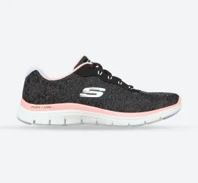 Women's Wide Fit Skechers 149570 Flex Appeal 4.0 Fresh Move Sneakers - Black/Coral