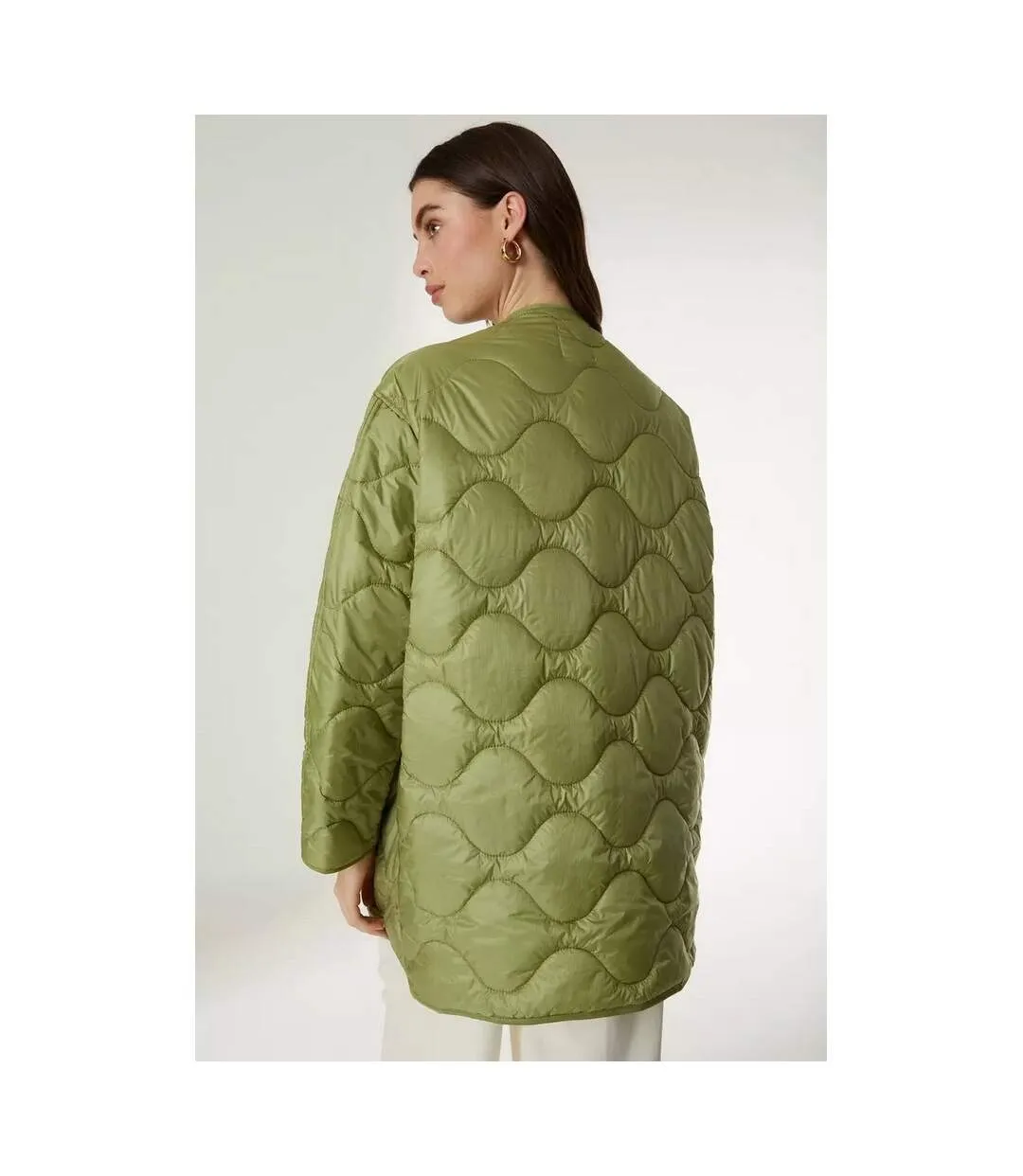 Womens/ladies lightweight quilted longline jacket khaki Principles