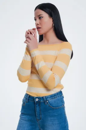 Yellow Boatneck Sweater Top