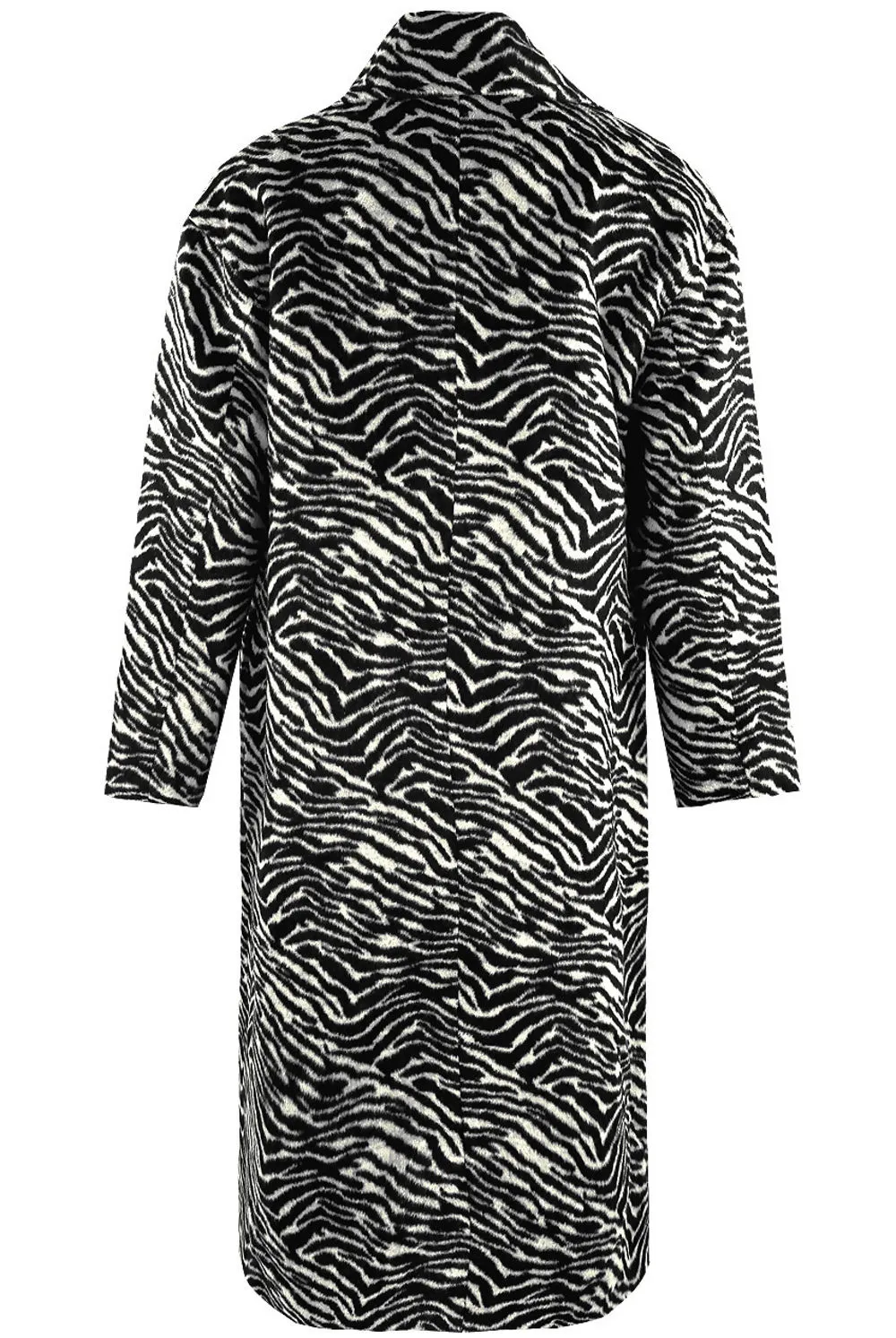 Zebra Print Long Line White Coat