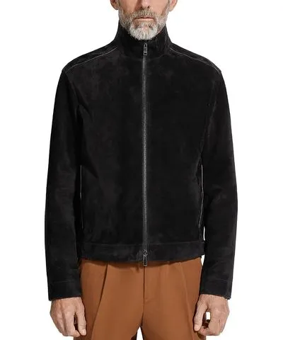 Zegna Zip Front Suede Blouson Jacket